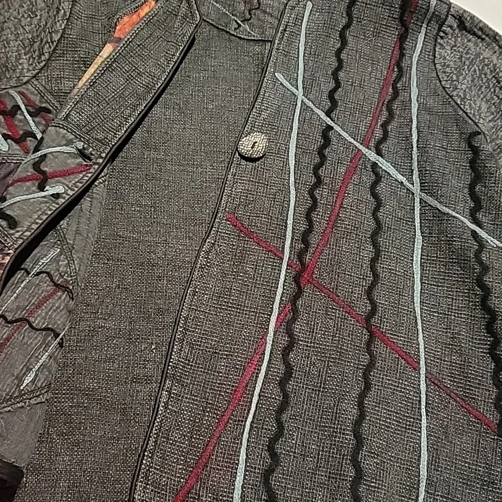 PASLEY & SAGE MIXED TEXTILE EMBROIDERED BOHO FABRIC JACKET - Picture 12 of 13